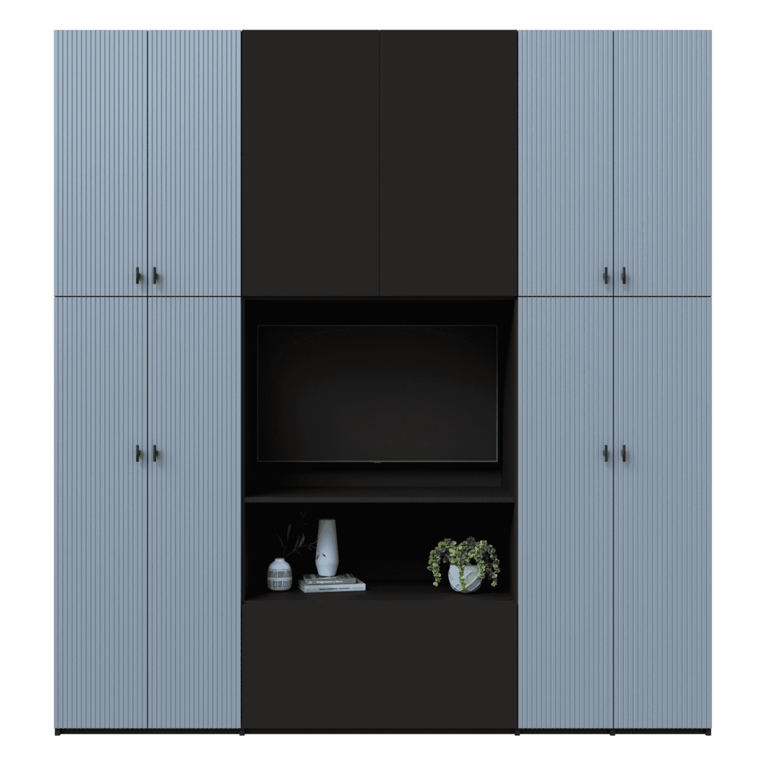 DRESSING CONFIGURABIL CU ZONA TV DIN LAMINAT SI MDF VOPSIT 