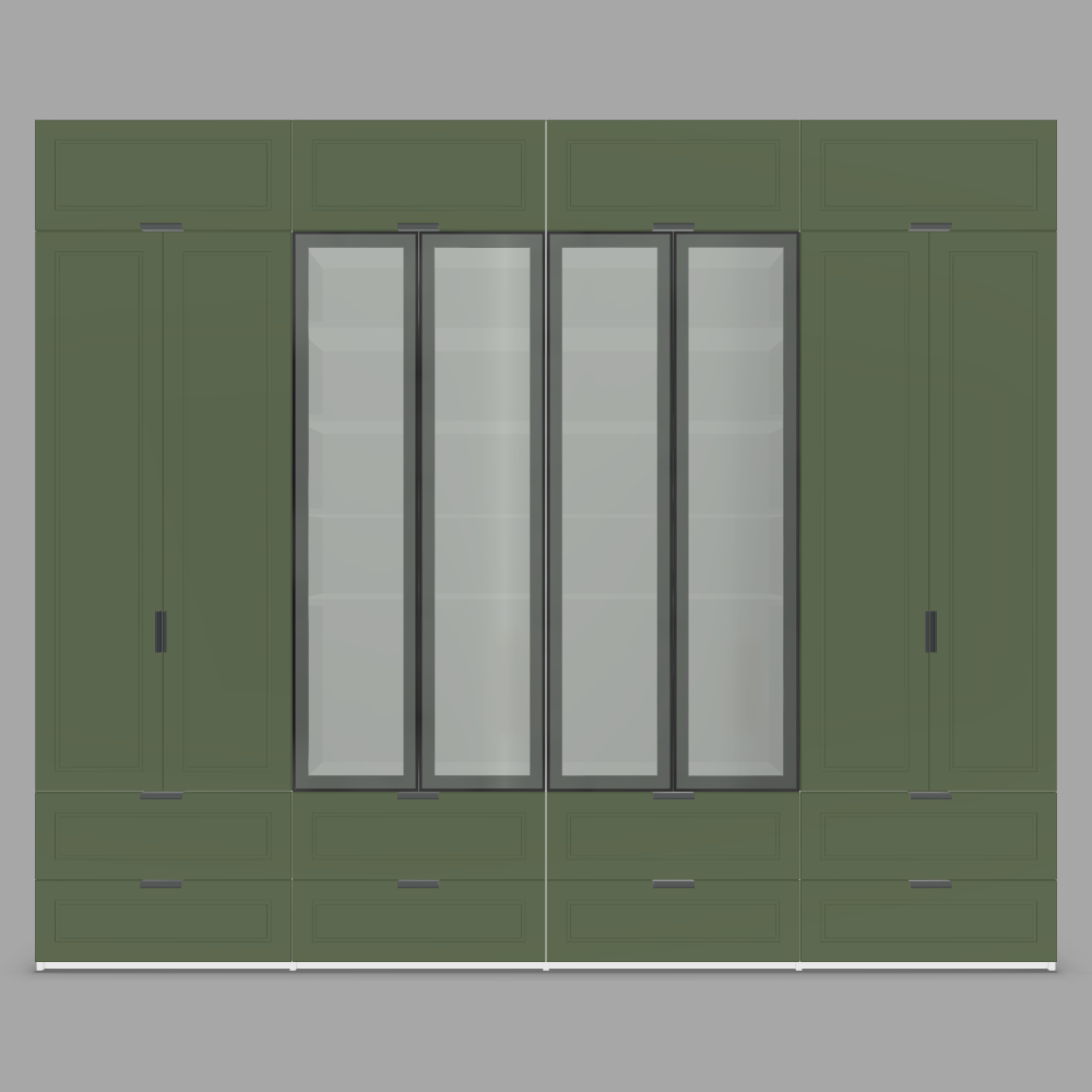 Dressing ATELIER uși sticlă și MDF vopsit, 8 sertare, Mânere bară   3