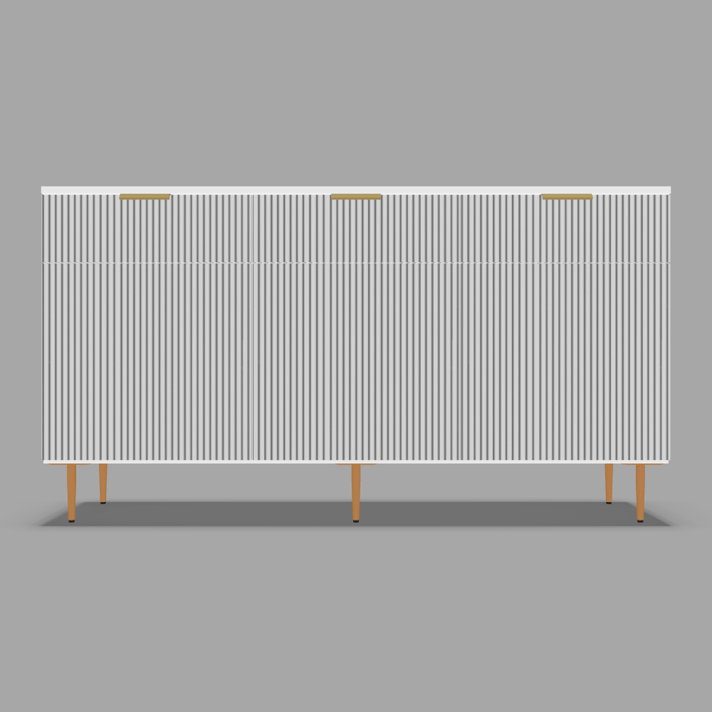 Comodă configurabilă cu uși și sertare din MDF vopsit riflat ultramat pe picioare 2 3