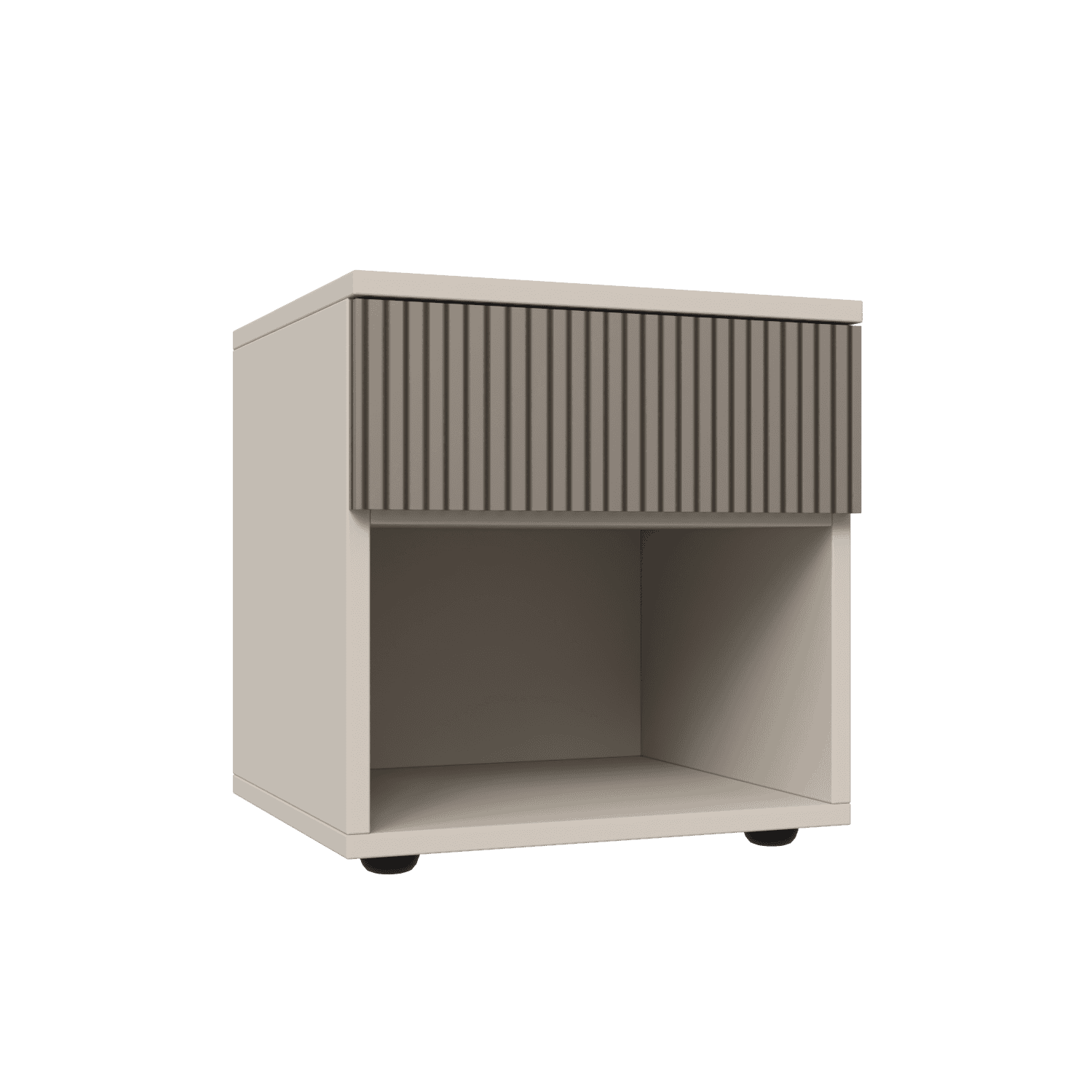 Noptieră cu un sertar, configurabilă, front din MDF vopsit riflat