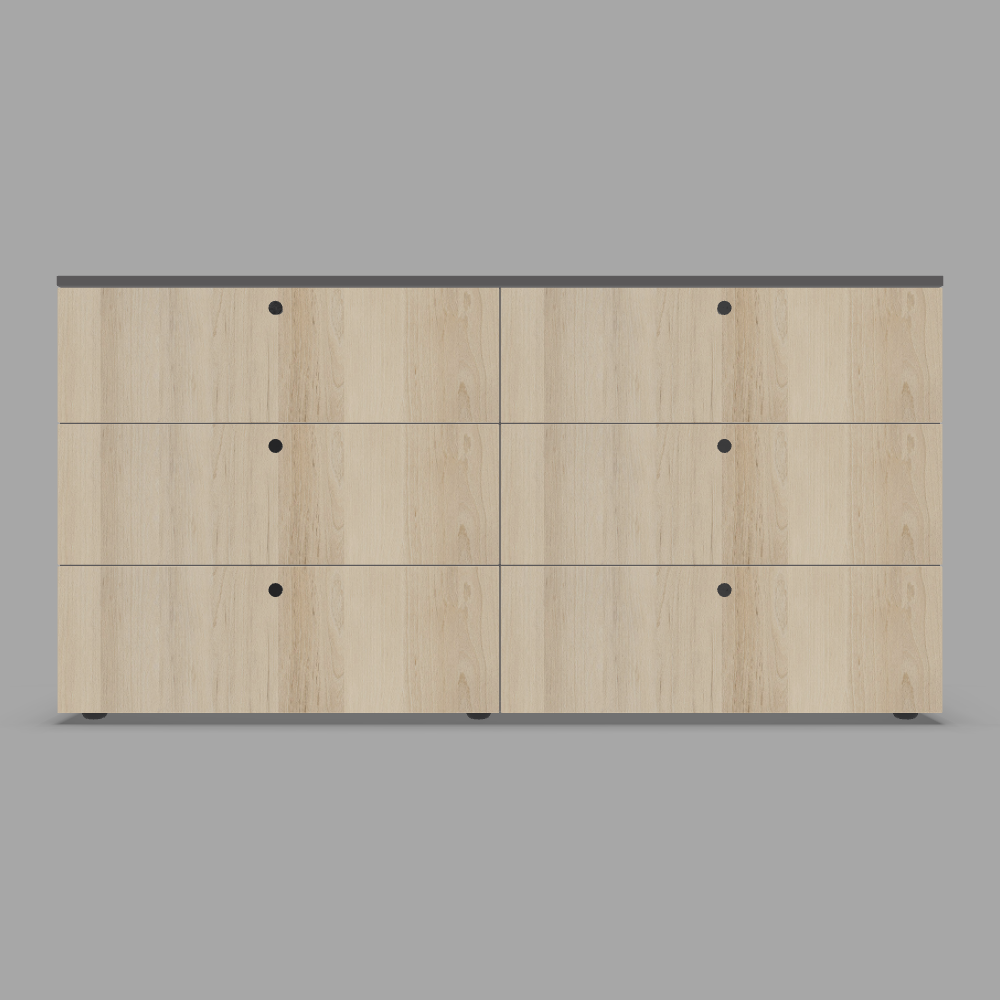 Comodă TERRA 2 cu 6 sertare din laminat butoni rotunzi negri 3