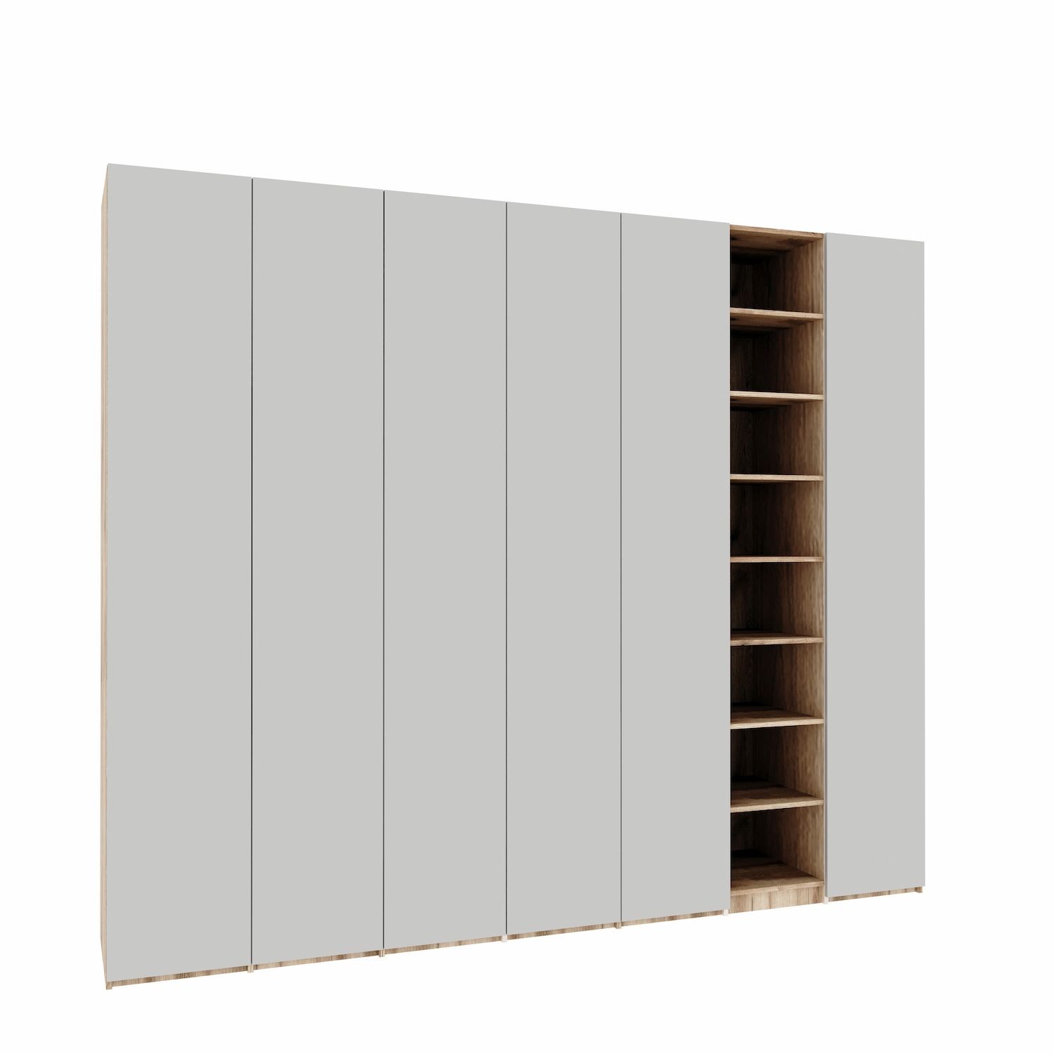 Dressing HANNEKE cu 6 usi, rafturi deschise, spate 18mm