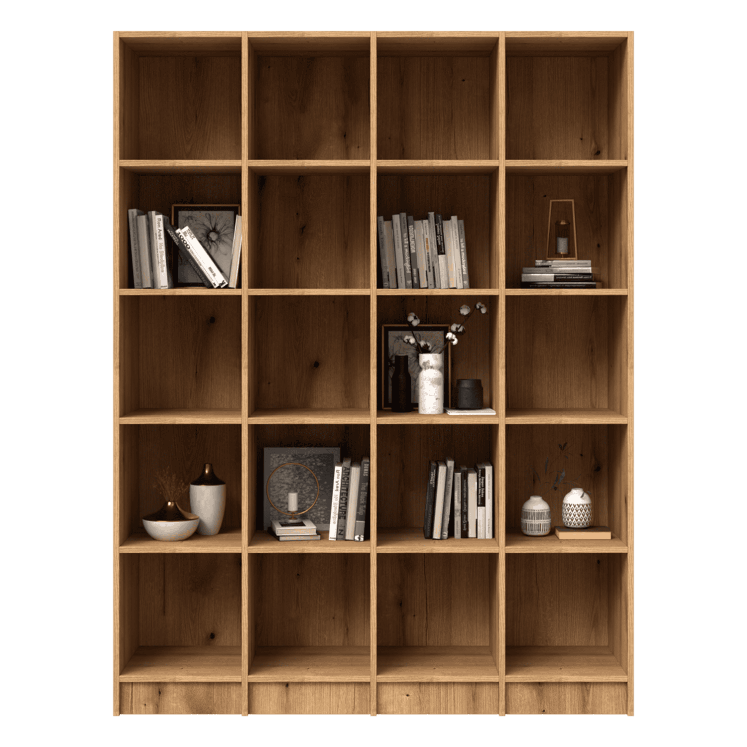 Bibliotecă configurabilă cu rafturi deschise pentru depozitare