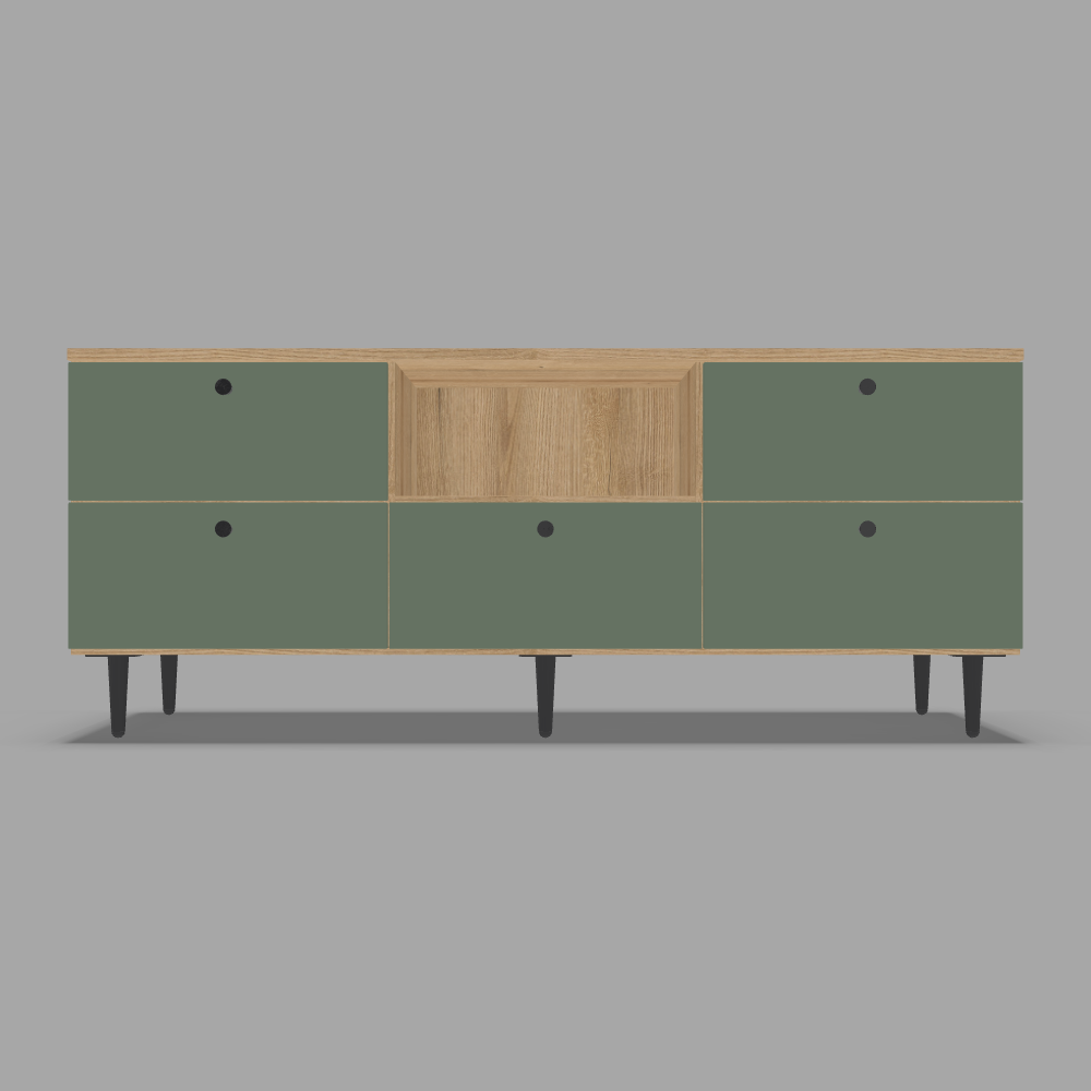 Comoda TV cu 5 sertare si picioare negre 3