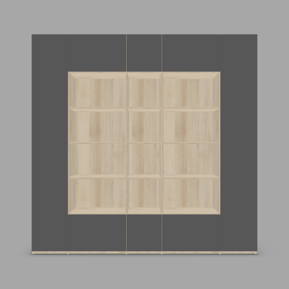 Bibliotecă configurabilă cu rafturi deschise și uși 3