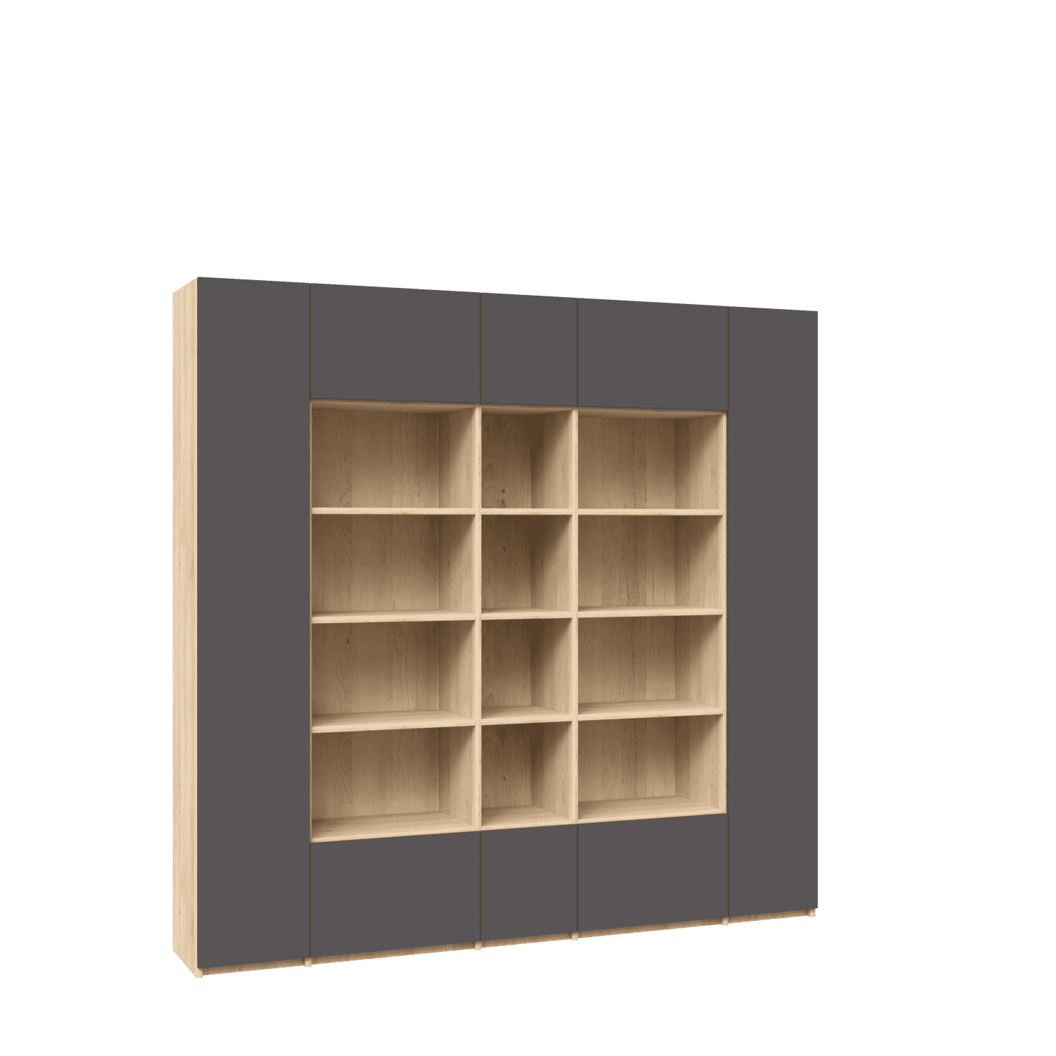 Bibliotecă configurabilă cu rafturi deschise și uși 2