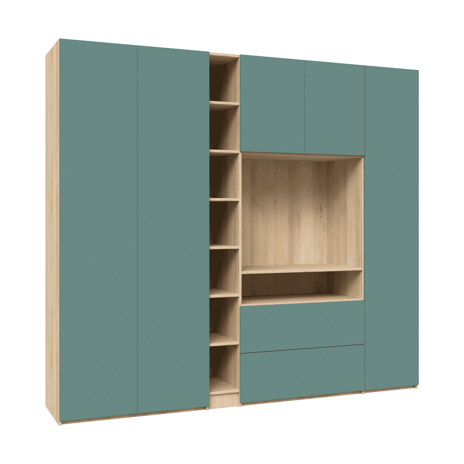 Dressing configurabil cu zona TV, 2 sertare din laminat si fronturi din laminat 