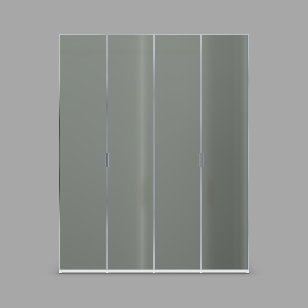 Dressing REFLEKT, 4 usi cu rama metalica crom și oglindă clară 
