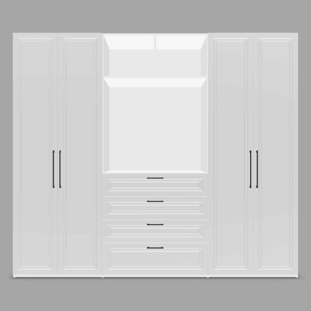 Dulap depozitare configurabil cu usi din MDF vopsit cu frezare clasica, 4 sertare, manere lungi aplicate  3