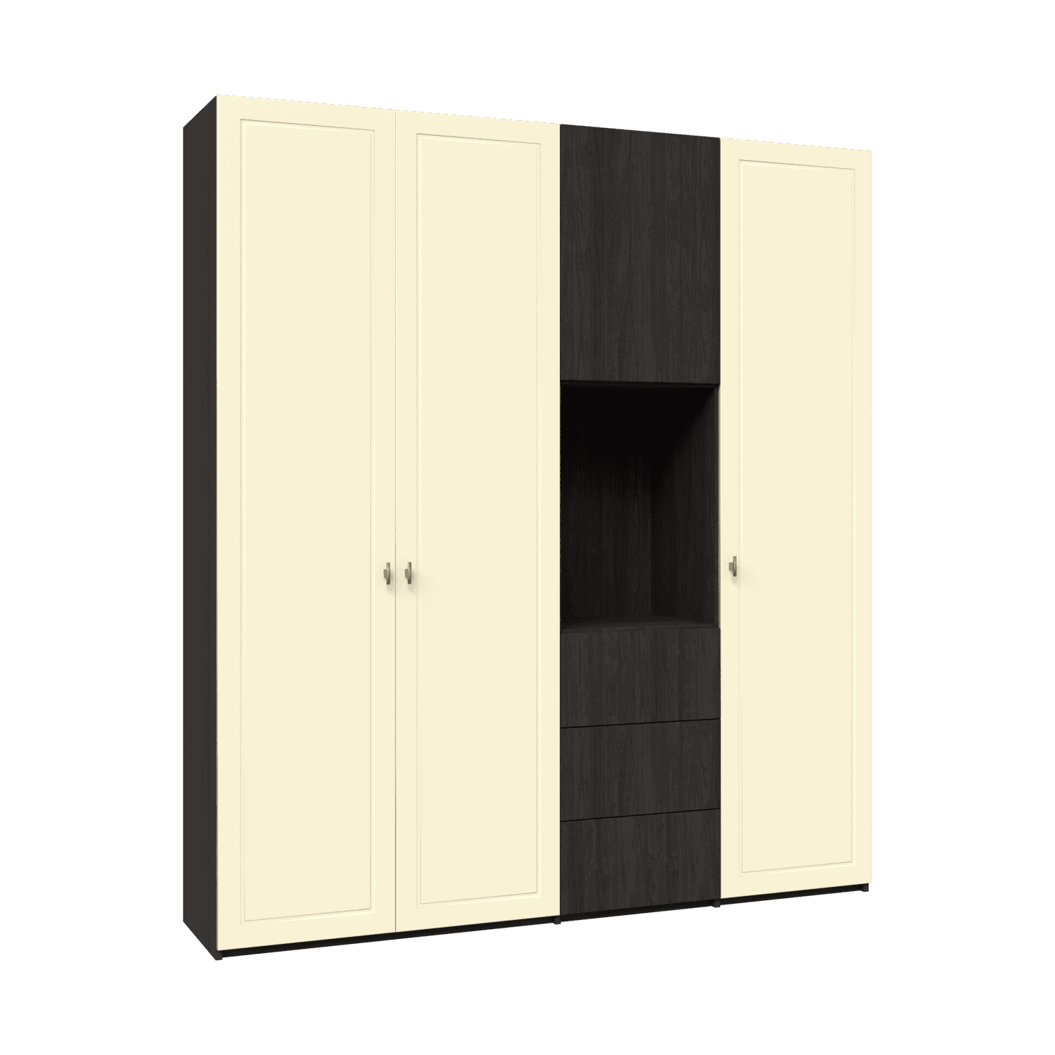 Dulap depozitare configurabil cu usi din MDF vopsit cu frezare si 3 sertare din laminat  2