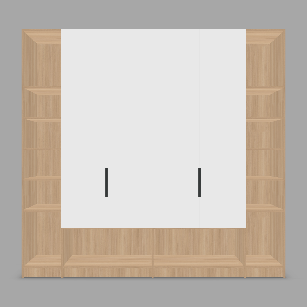 Biblioteca configurabilă cu rafturi deschise și uși albe 3