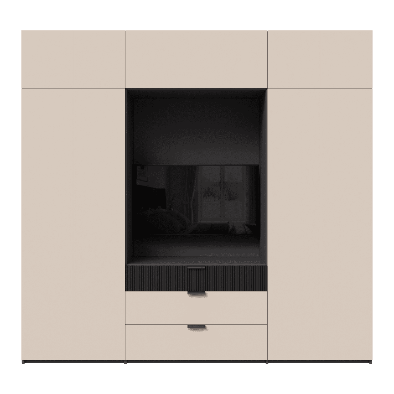 Dressing cu spatiu TV configurabil din lamiant si MDF vopsit riflat 