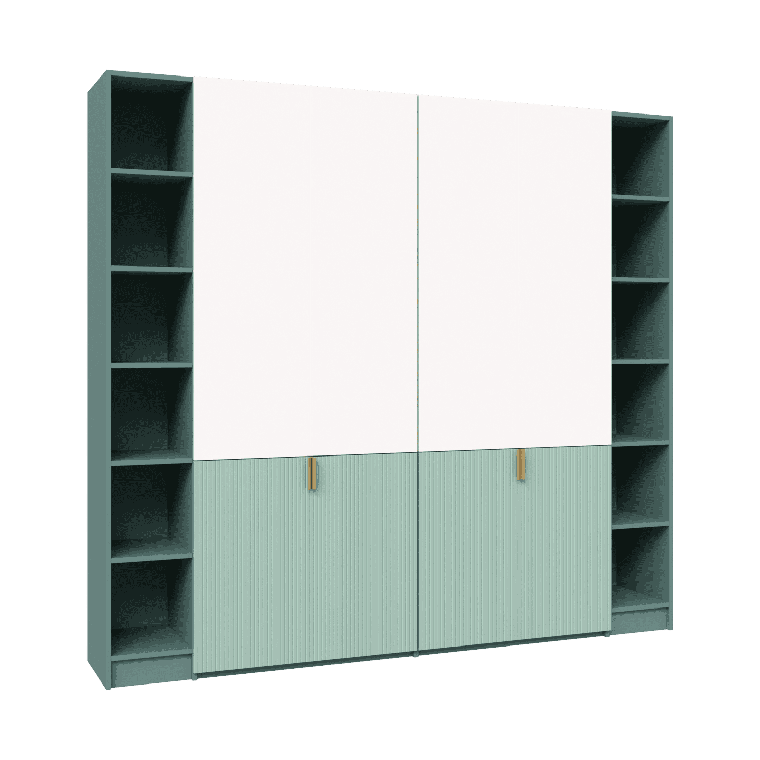 Bibliotecă configurabilă cu rafturi deschise și depozitare 2