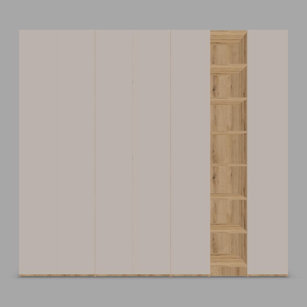 Dressing Configurabil HANNEKE cu 6 usi, rafturi deschise, spate 18mm 3