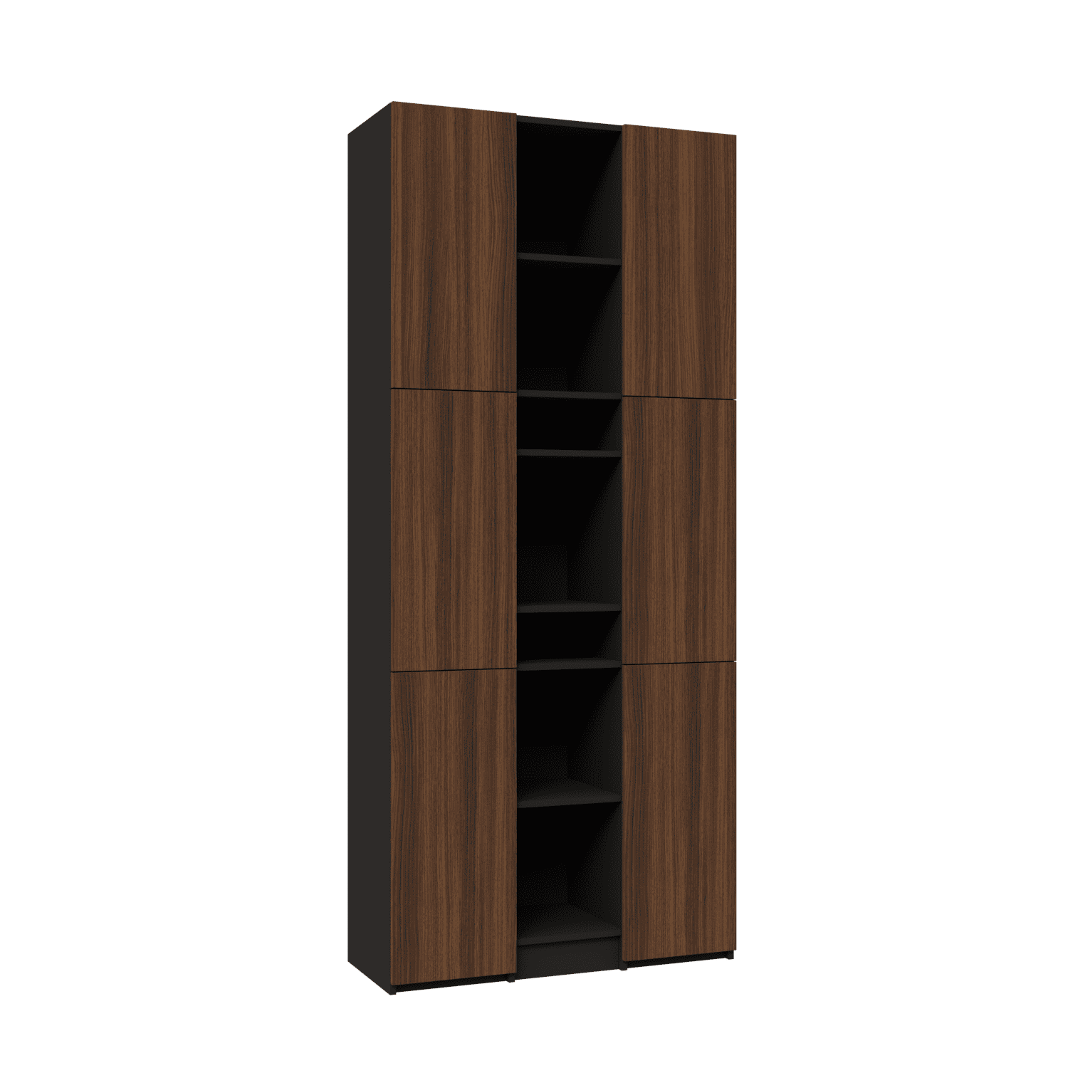 Bibliotecă configurabilă pentru birou sau living cu uși și zone deschise