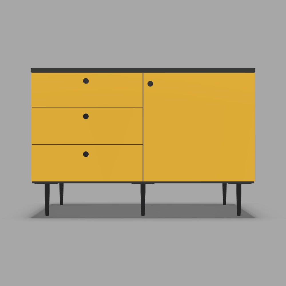 Comodă configurabilă cu ușă și sertare din MDF vopsit ultramat pe picioare 3