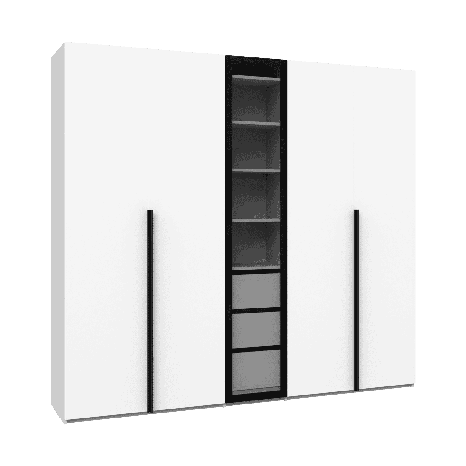 Dulap configurabil din laminat, o usa de sticla in rama metalica neagra si 3 sertare la interior  2