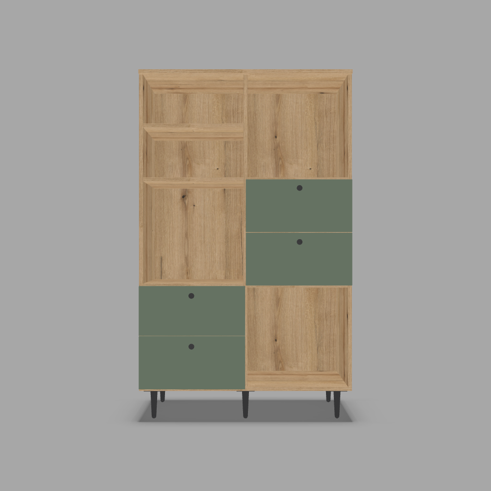 Comoda inalta configurabila din lamiant cu sertare si picioare negre metalice  3