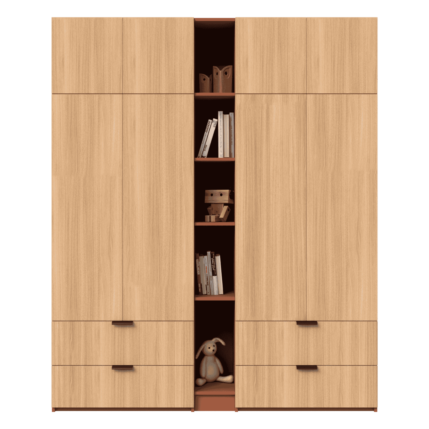 Dulap depozitare configurabil din laminat cu usi decor lemn stejar, 4 sertare 