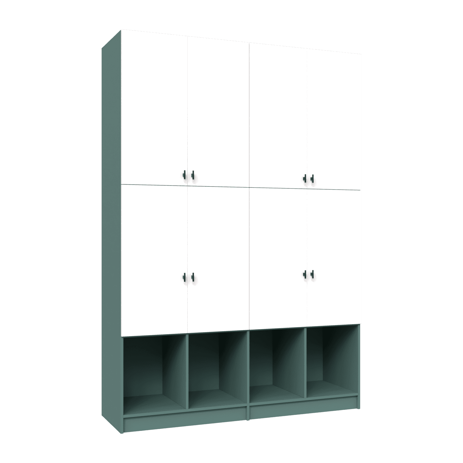 Dulap depozitare configurabil din laminat alb si albastru prafuit 2