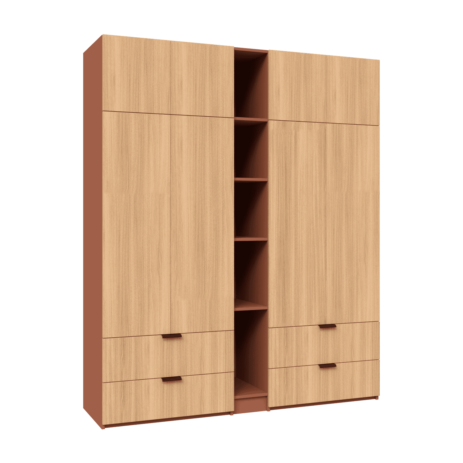 Dulap depozitare configurabil din laminat cu usi decor lemn stejar, 4 sertare 