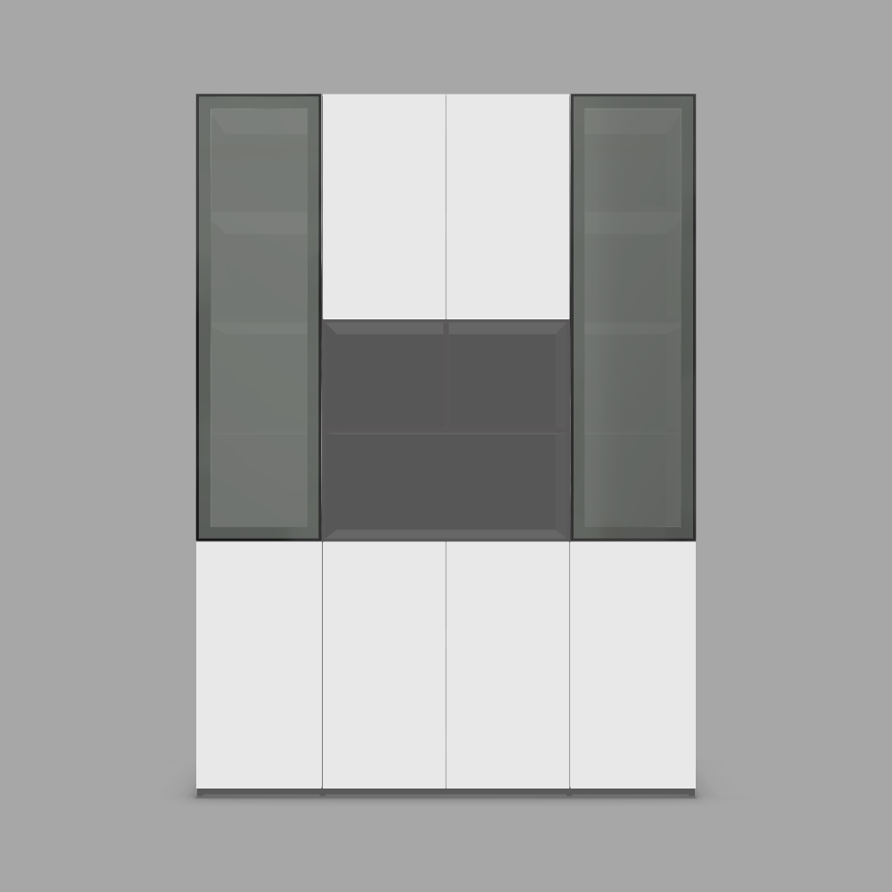 Dulap configurabil pentru birou cu rame metalice si sticla clara, usi din laminat  3