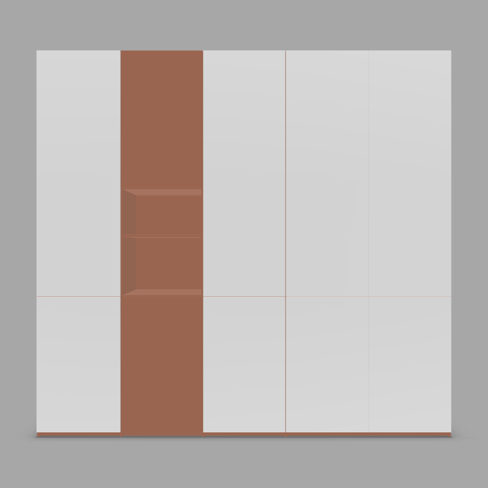 Dulap mare depozitare configurabil din laminat, caracasa caramiziu si usi albe 3