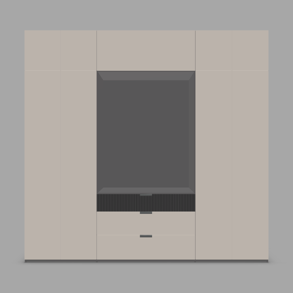 Dressing cu spatiu TV configurabil din lamiant si MDF vopsit riflat  3