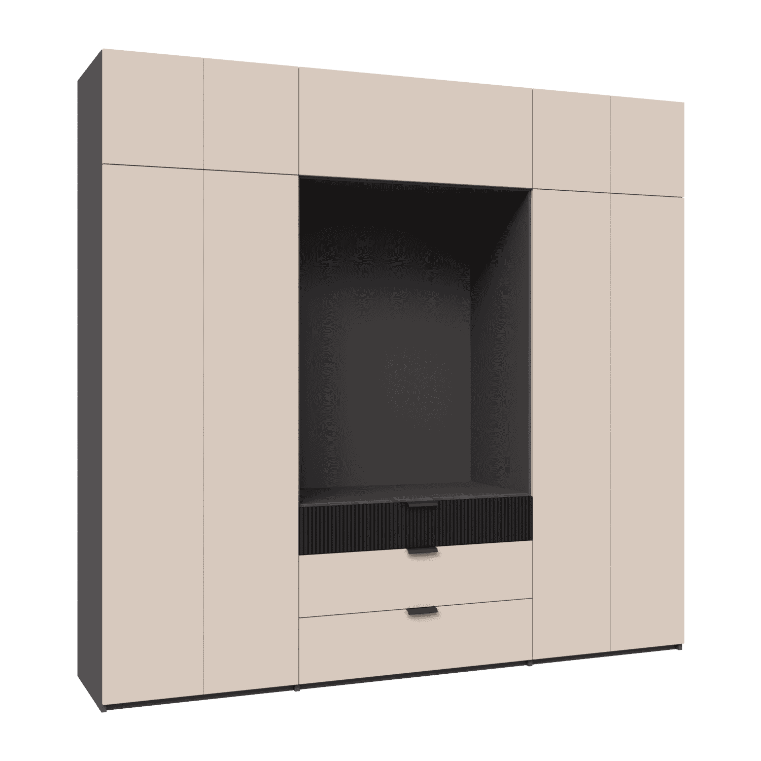 Dressing cu spatiu TV configurabil din lamiant si MDF vopsit riflat  2