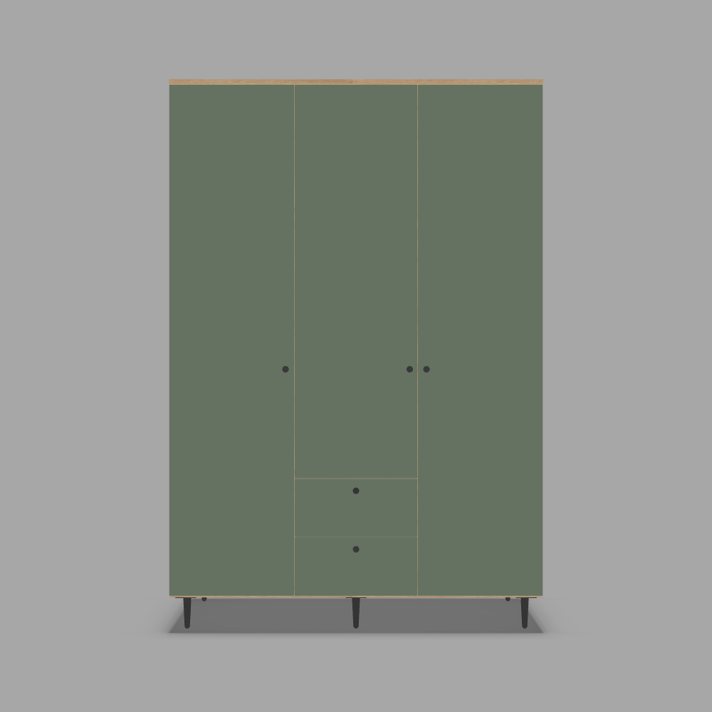 Dulap in 3 usi si 2 sertare cu picioare negre  3