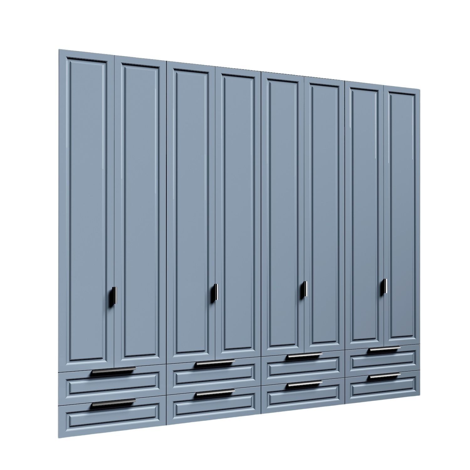 Dressing ASTERIA cu 8 uși și 8 sertare din MDF vopsit frezat si mânere bară
