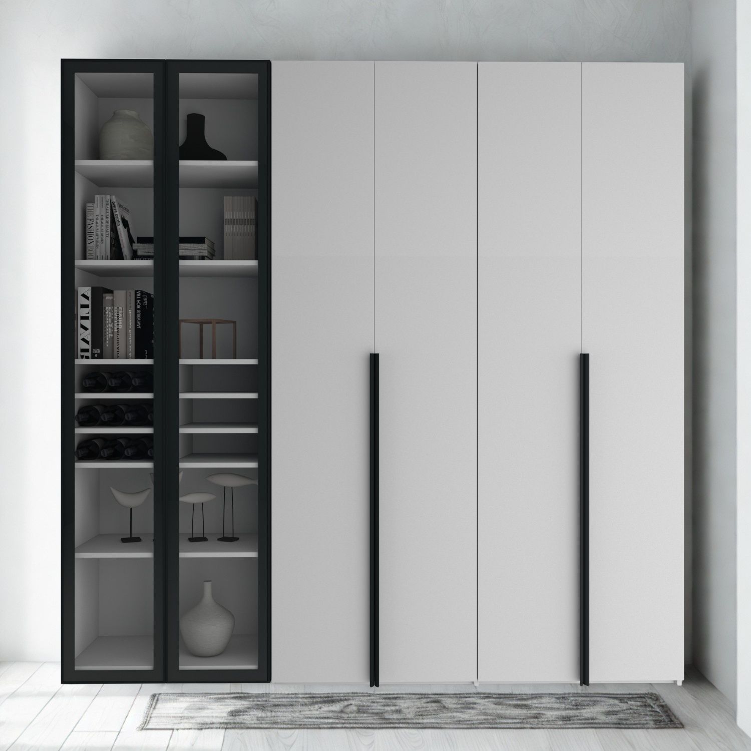 Dulap MINA cu Vitrină sticlă și Ramă de aluminiu