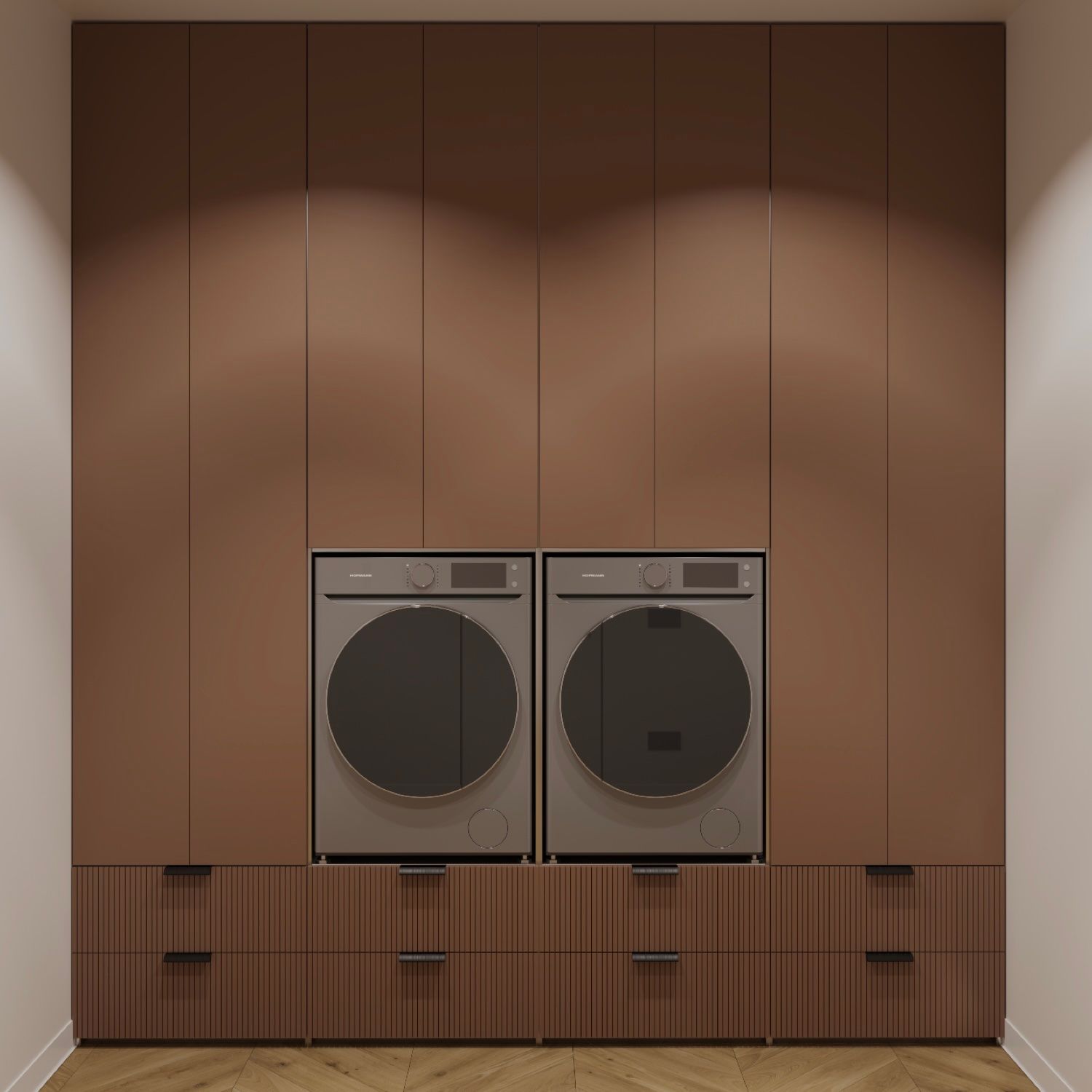 Depozitare NEST cu usi din MDF vopsit, sertare riflat