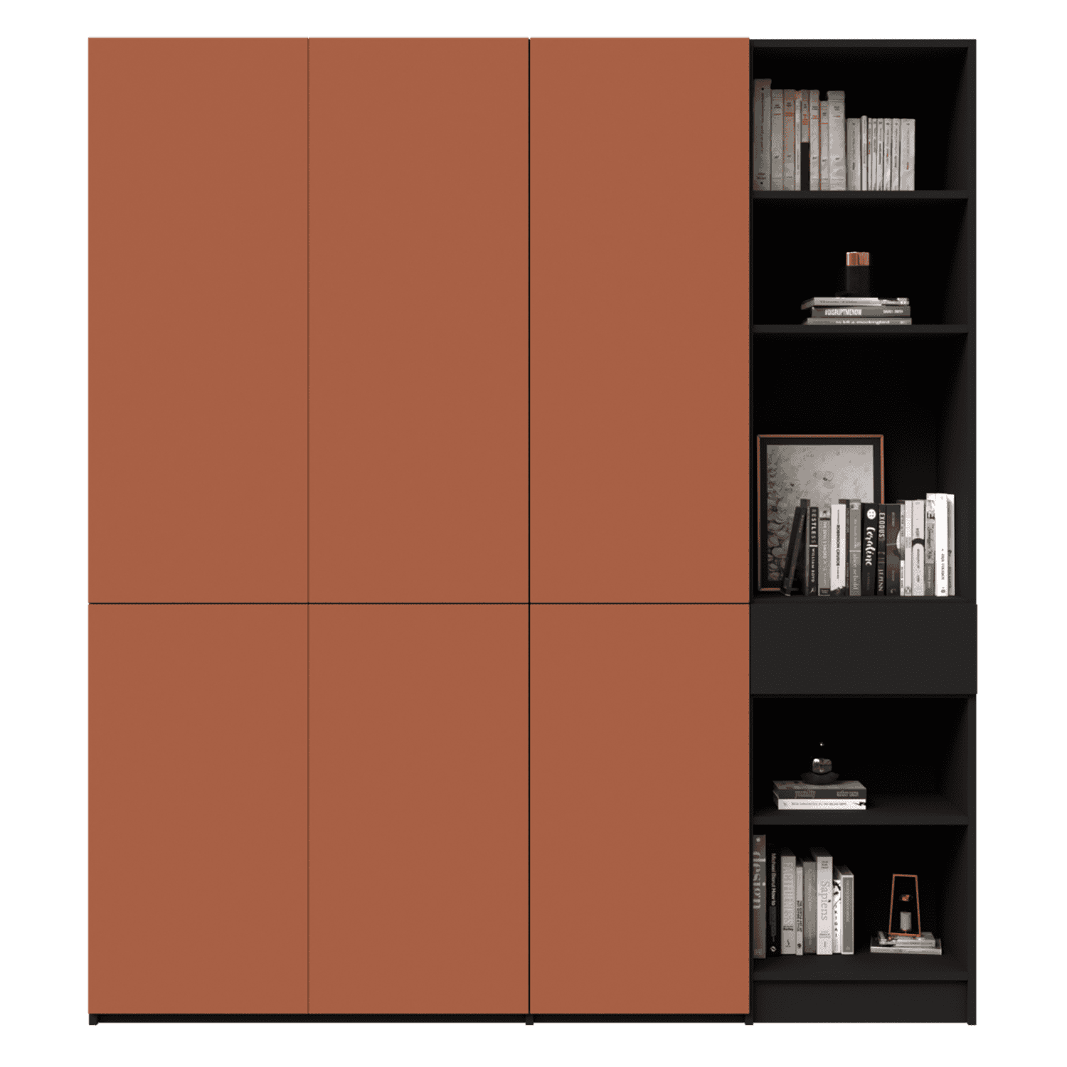 Dulap depozitare configurabil cu usi si rafturi, 1 sertar din laminat 