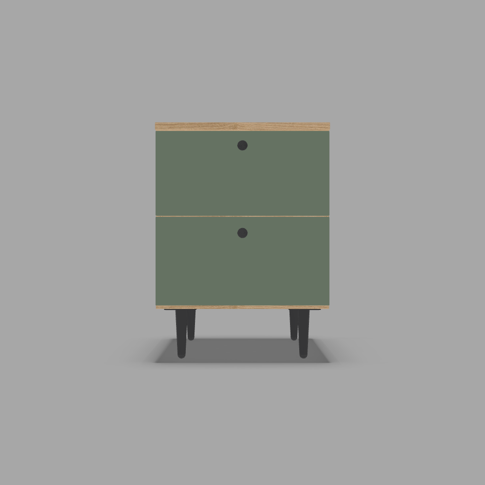 Noptiera cu 2 sertare si picioare negre 3