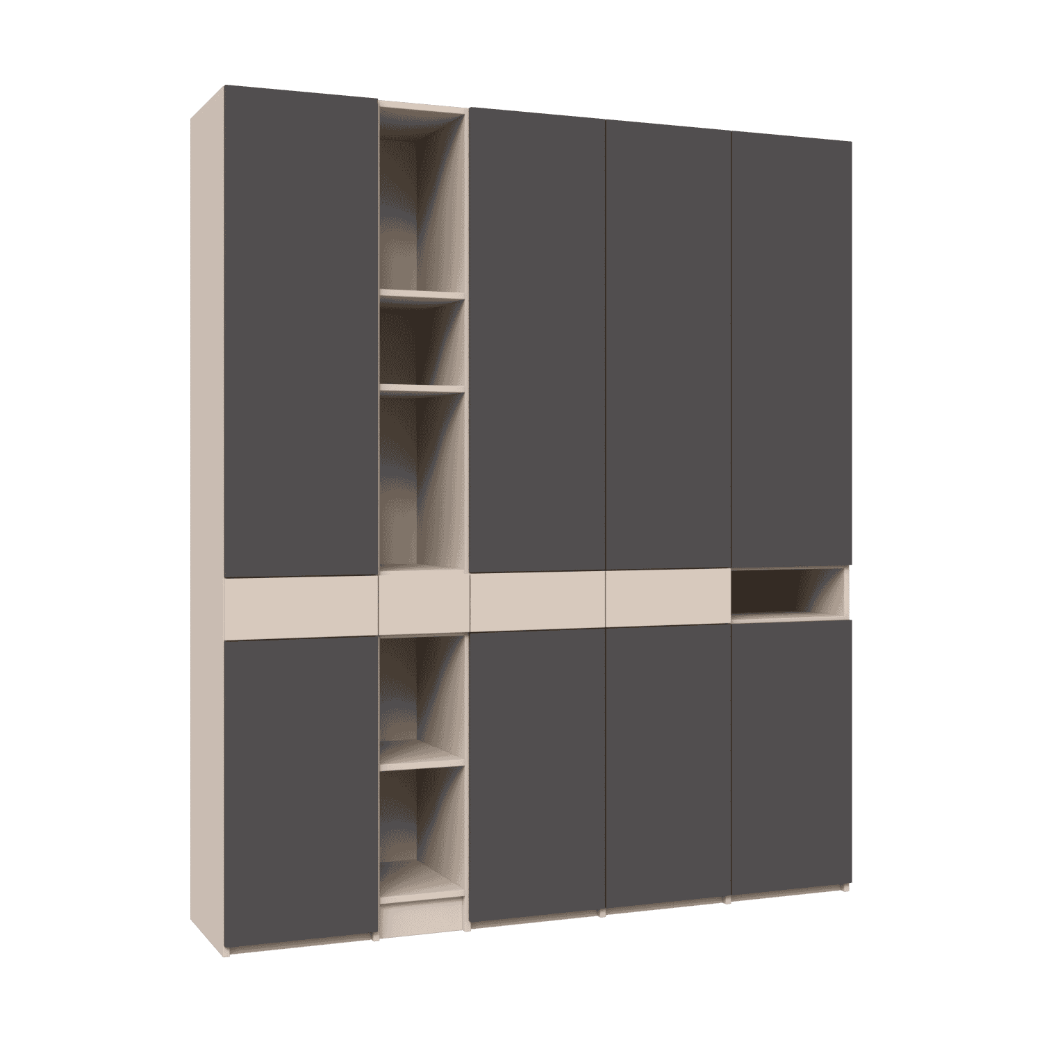 Dulap depozitare configurabil cu usi si rafturi, 4 sertare din laminat  2